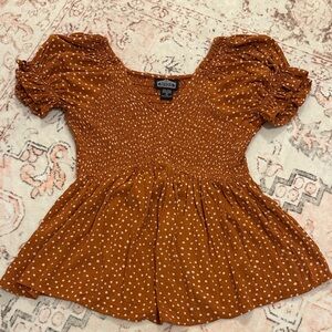 Angie Rust Polka Dot Blouse